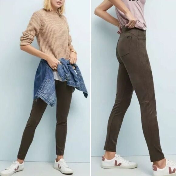 Anthropologie X Sanctuary Brown Faux Suede High Rise Pull On Pants Large - Picture 4 of 15